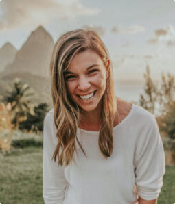 Smiling woman with mountains in the background