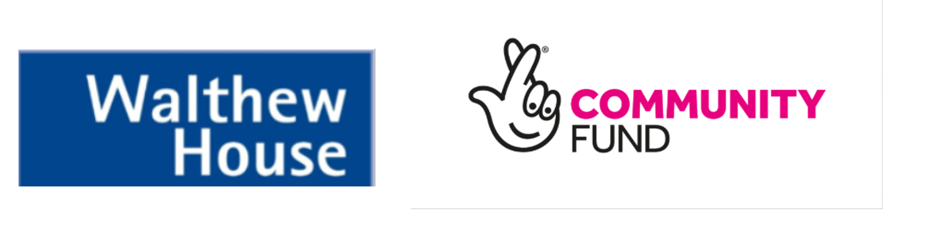 Walthew House logo next to the National Lottery Community Fund logo, signifying grant award.
